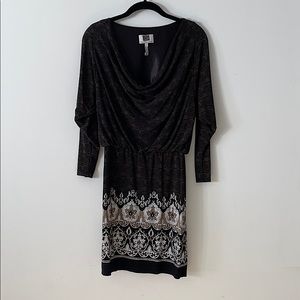Flattering cinched waist pattern cocktail dress